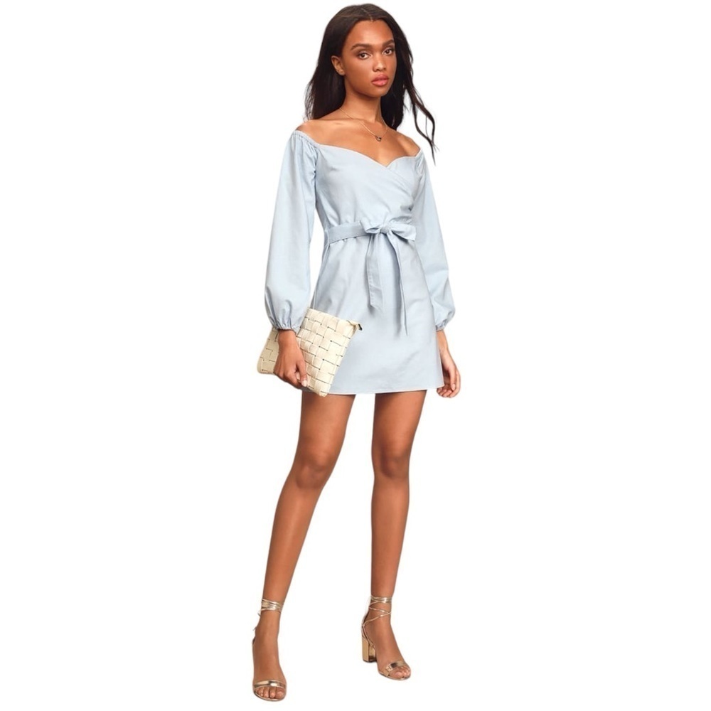 Lulu's Light Blue Off-Shoulder Mini Dress